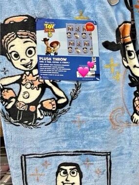 Disney Pixar Toy Story 5 Blue Plush Throw Blanket - Kids